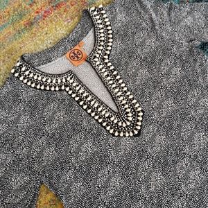 TORY BURCH TUNIC SILK BEADED SIZE S